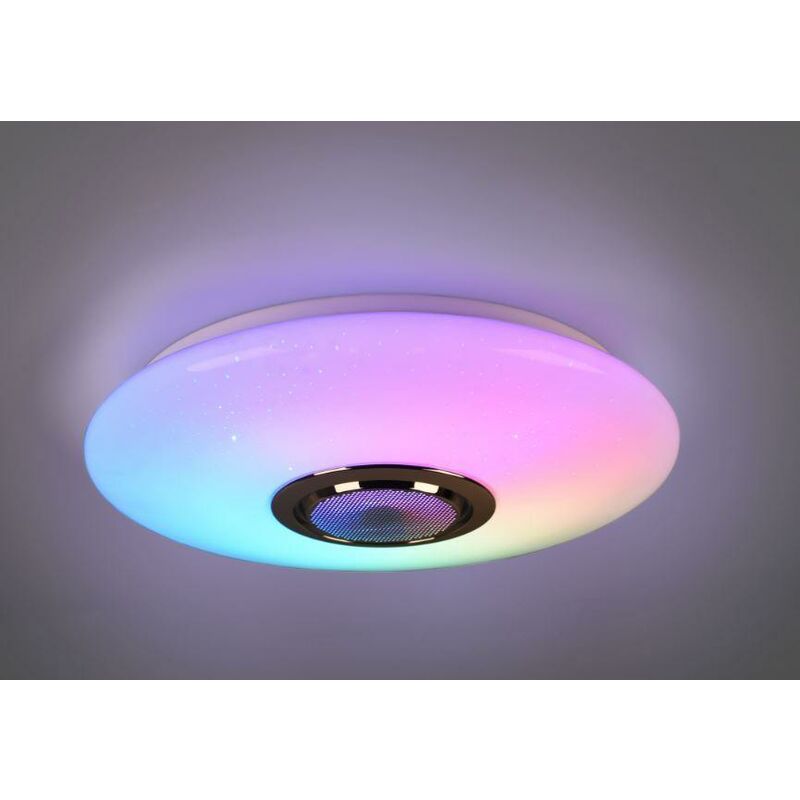 Trio lighting led ceiling light music speaker white with bluetooth rgb speaker and multifunction remote control r69031101