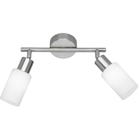 Plafonnier Nickel 2 Spot Abat-Jour Ajustable en Verre Mars Trio Lighting