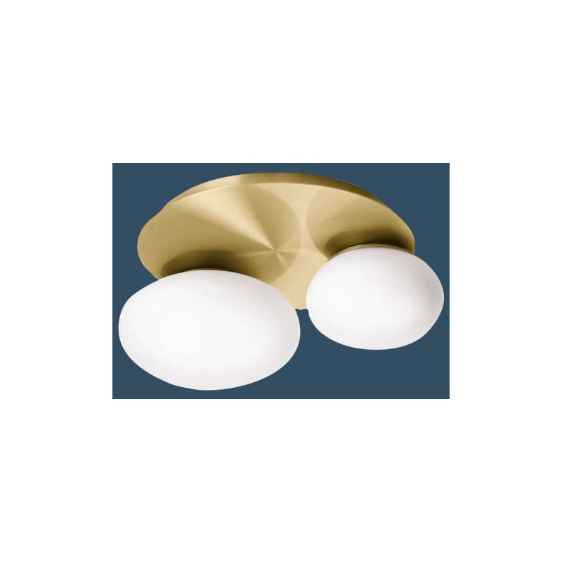 Millumine - Plafonnier Ninfea En Laiton Et 2 Globes Verre Millumine - Plafonnier Ninfea En Laiton Et 2 Globes Verre