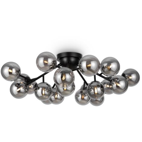 Plafonnier noir 20 globes verre fumé Maytoni Dallas