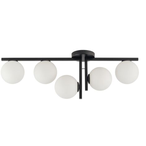 Plafonnier noir 5 globes verre blanc G9 Andy Sigma