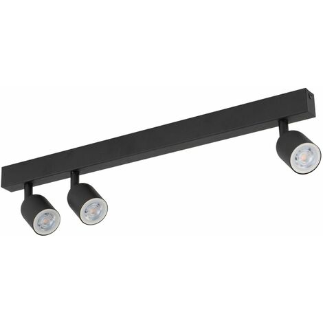 Plafonnier Noir 74 cm de long GU10 Métal 3 flammes