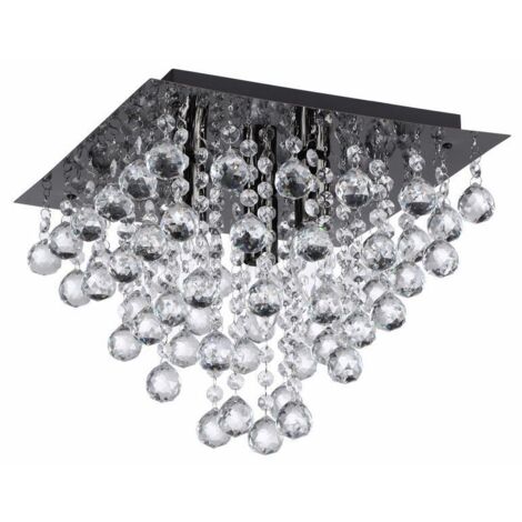 Plafonnier noir carré glamour cristal 3xE14 40W Reality