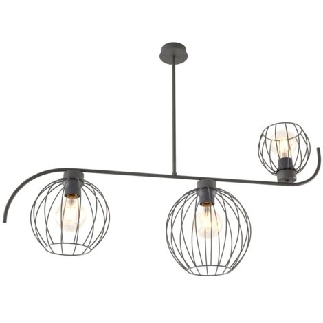 Plafonnier noir industriel 3xE27 cages Echo Emibig