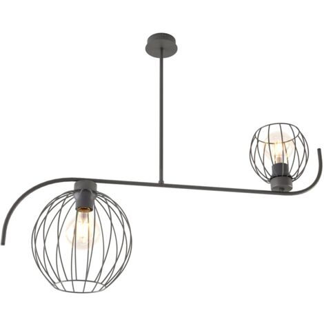 Plafonnier noir industriel grilles 2xE27 Echo Emibig