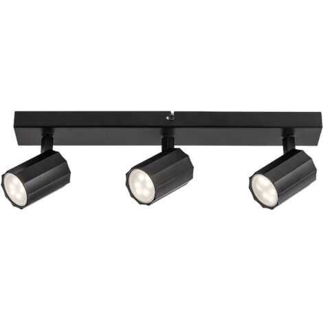 Plafonnier noir mat 3 spots orientables GU10 Rogelio