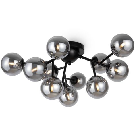 Plafonnier noir mat Dallas Maytoni 12xG9 verre 60cm