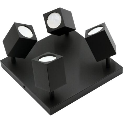 Plafonnier noir métal 4xGU10 Quantus ID-6104 IdeaLED