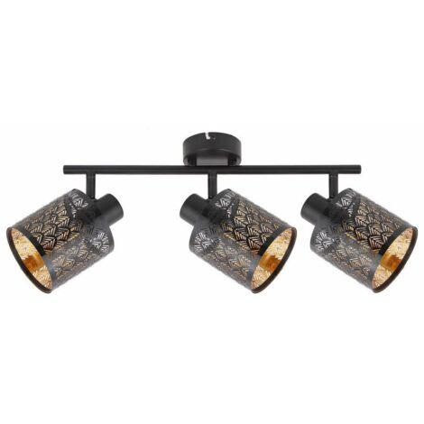 Plafonnier noir métal Tuluza 3 lumières E14 40W Reality