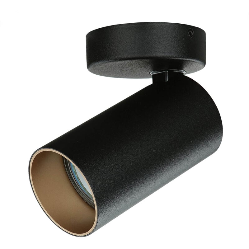 Licht-erlebnisse - Plafonnier Noir Or h : 13 cm ø 7 cm réglable GU10 Spot Lampe de plafond