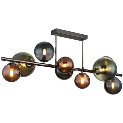 Plafonnier noir Riha Verre coloré 9 lumières - 56142-9D