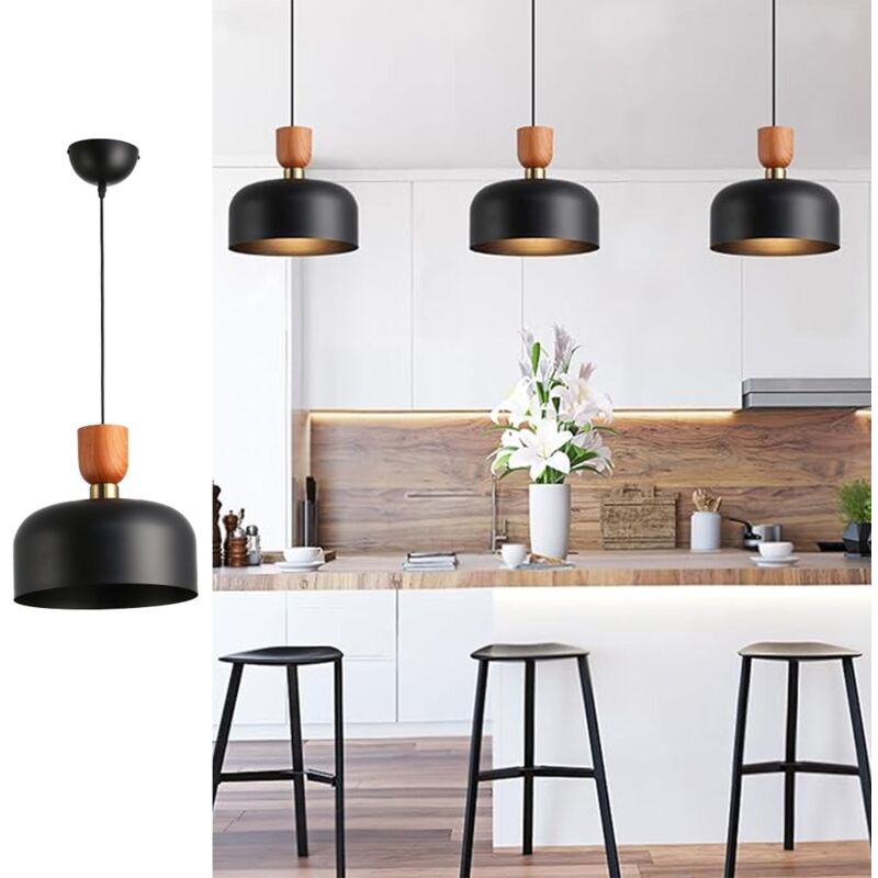 Plafonnier nordique métal noir E27 Ø30 cm