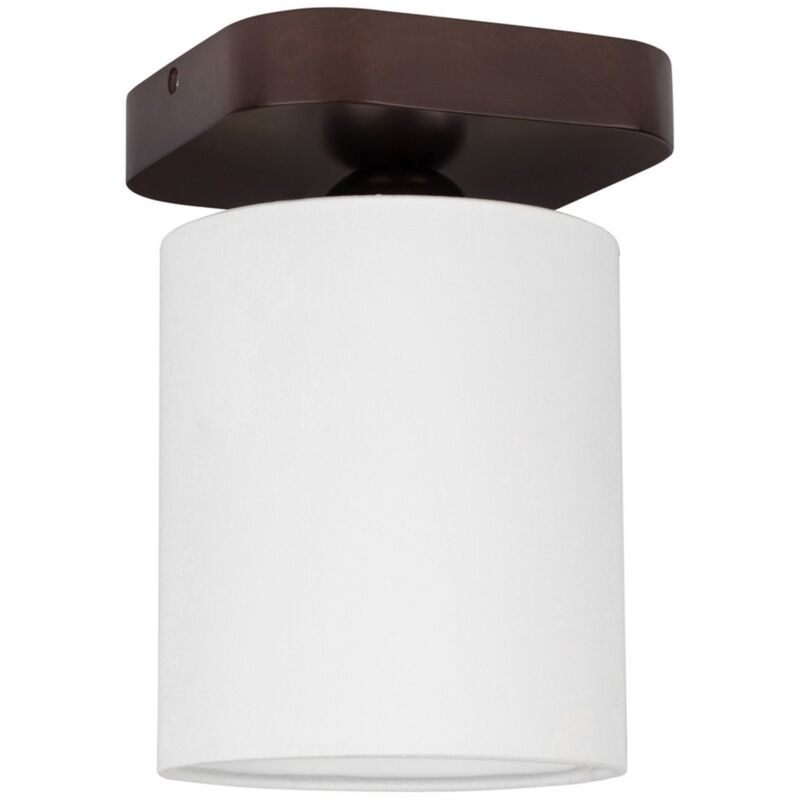 Epikasa - Plafonnier Odiel, Bois, Tissu, Marron, Blanc, 13,5x13,5x20 cm