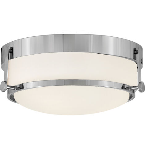 Plafonnier opale rond 40 cm 3xE27 chrome poli Harper
