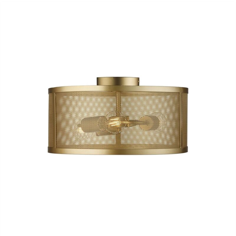 Searchlight - Fishnet - Plafonnier affleurant à 3 ampoules Mesh Or mat, E27