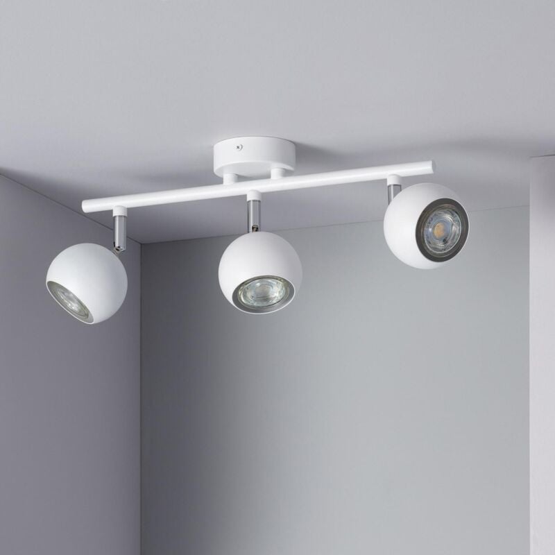 Ledkia - Plafonnier Orientable Aluminium Ates 3 Spots Blanc