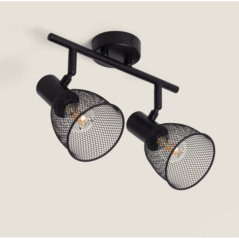 Ledkia - Plafonnier Orientable Aluminium Grid 2 Spots Noir