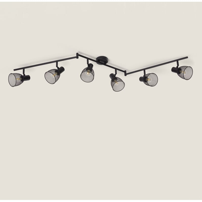 Ledkia - Plafonnier Orientable Aluminium Grid 6 Spots Noir