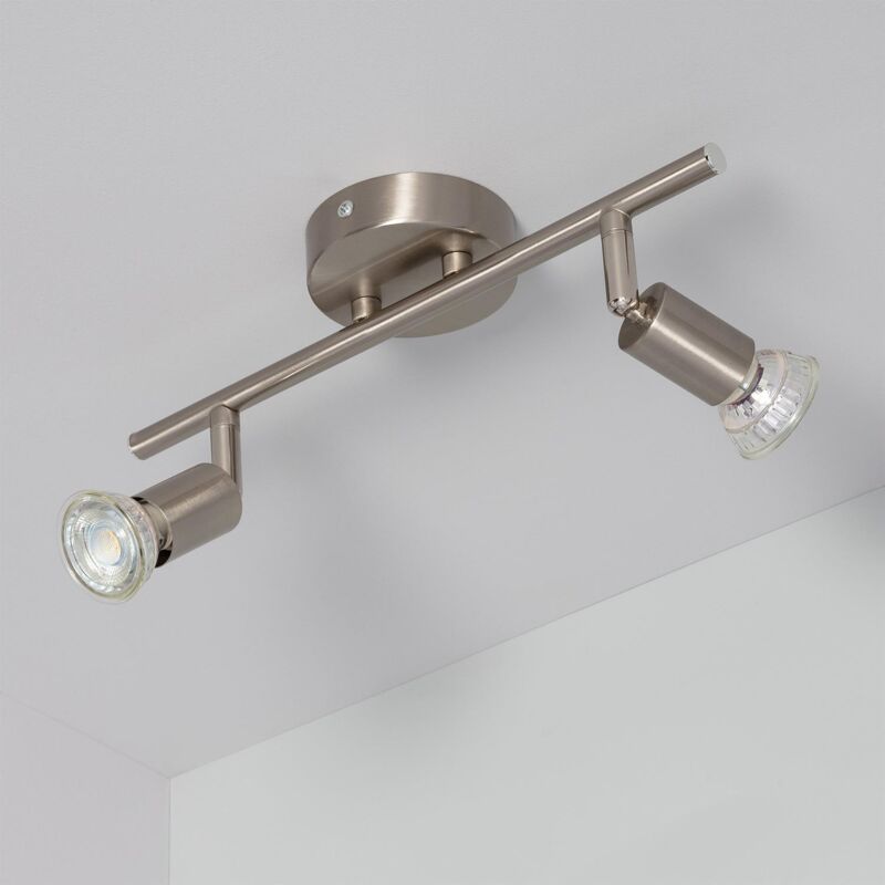 Ledkia - Plafonnier Orientable Aluminium Oasis 2 Spots Argenté Argent
