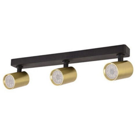 Plafonnier Orientable Pour 3 Ampoules LED GU10 Noir Mat et Laiton Brossé ZAMBELIS