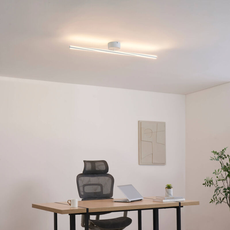 Plafonnier ou longue applique épurée blanche 100 cm intensité variable - Telvo