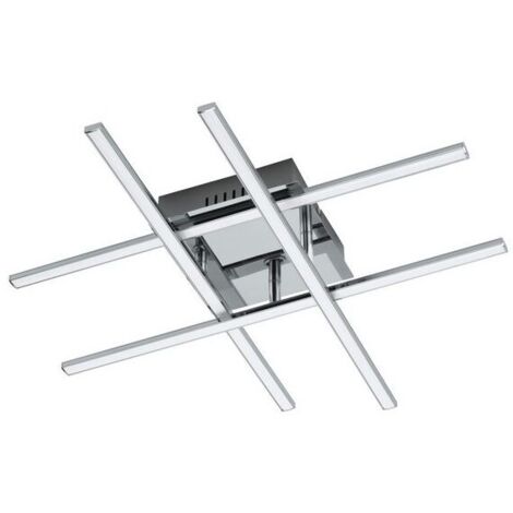 Plafonnier ou mur 50x50x9,5 cm en métal chromé et led - Eglo Lasana