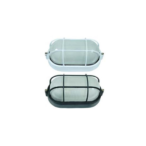 Plafonnier ovale avec cage en aluminium pour usage extérieur - 60w IP54 mm.210x107x95h. blanc