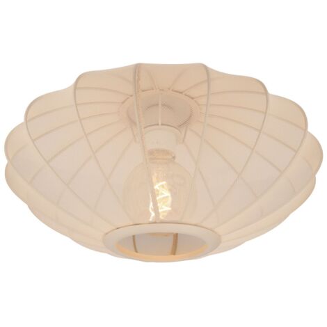 Plafonnier ovale tissu beige Corina Lucide E27 40W