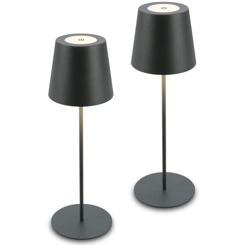 2x Briloner led Akku Lampe de table Sans fil Lampe réglable en hauteur Anthracite 36cm