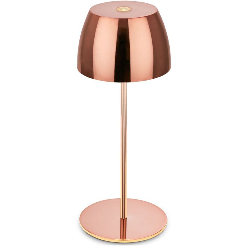 Briloner - Serina Mini lampe de table led sans fil IP44, à intensité variable, tactile, anti-éclaboussures, sans fil, couleur cuivre, Ø8 x 20 cm