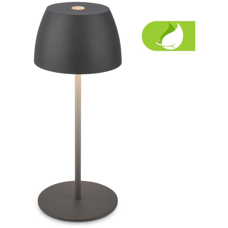 Briloner - Serina Mini lampe de table led sans fil IP44, Variable, tactile, protection contre les éclaboussures, sans fil, anthracite, Ø8 x 20 cm