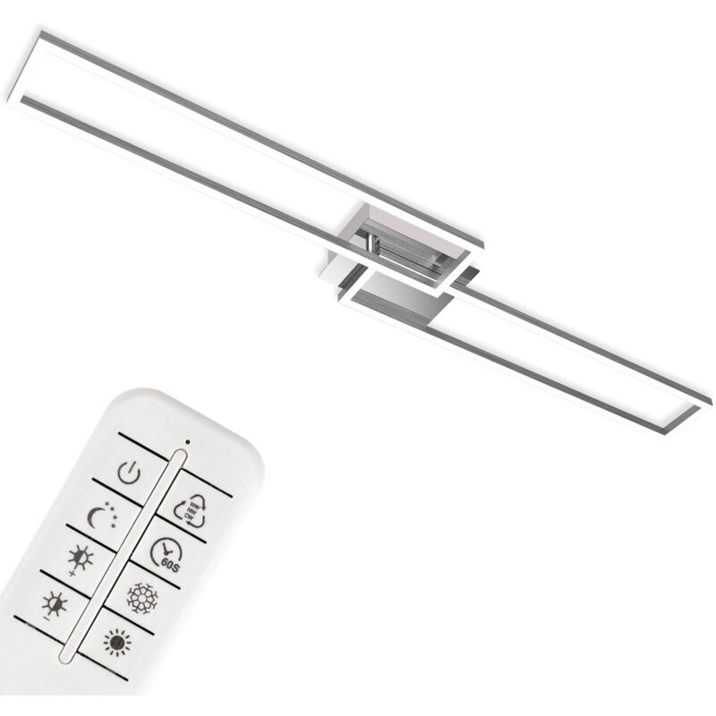 Plafonnier Briloner leuchten frame, 40 w, 4400 lm, IP20, chrome-alu, métal-plastique, intensité lumineuse variable, cct, 110 x 24,8 x 7,8 cm