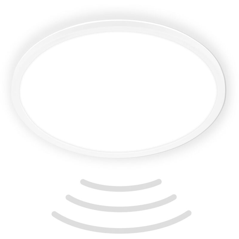 Briloner - Plafonnier led ultraplat avec détecteur de mouvement - IP44 - rond - Lampe led pour salle de bain, panneau de plafond extra plat pour