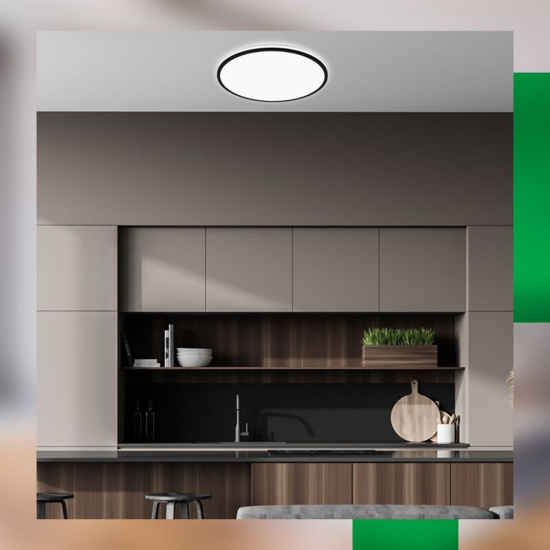 Briloner - Pulap a eek a Lampe de plafond à led, eek a, lumière 50.000h, lumière indirecte, lumière blanc neutre, noir, Ø33 x 6 cm