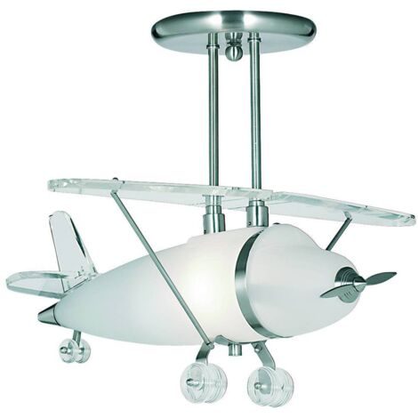 Plafonnier pendule lampe suspendue argent avion enfants salle de jeux éclairage