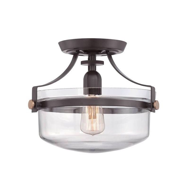 Penn Station - Plafonnier semi-affleurant à 1 lumière, bronze occidental, E27 - Elstead