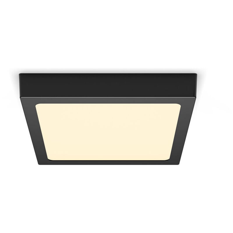 Philips - Plafonnier led slim surface, carré, 12W, Noir, 3x21x21, 2700K, 1150 lumen
