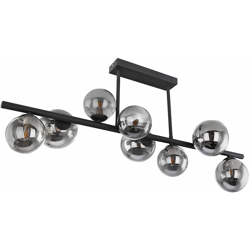Globo - Plafonnier plafonnier avec spot en verre salon boule plafonniers boules de verre table à manger led noir 9 flammes, 9x 3,5W 350lm 3000K,
