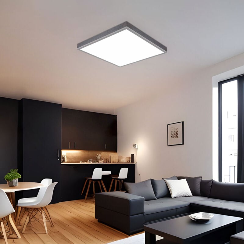 Globo Lighting - Plafonnier plafonnier bois luminaire salon aluminium 1 lumière gris led