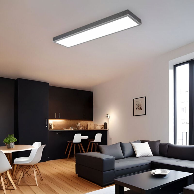 Globo Lighting - Plafonnier plafonnier bois salon luminaire 1 panneau lumineux led l 80 cm