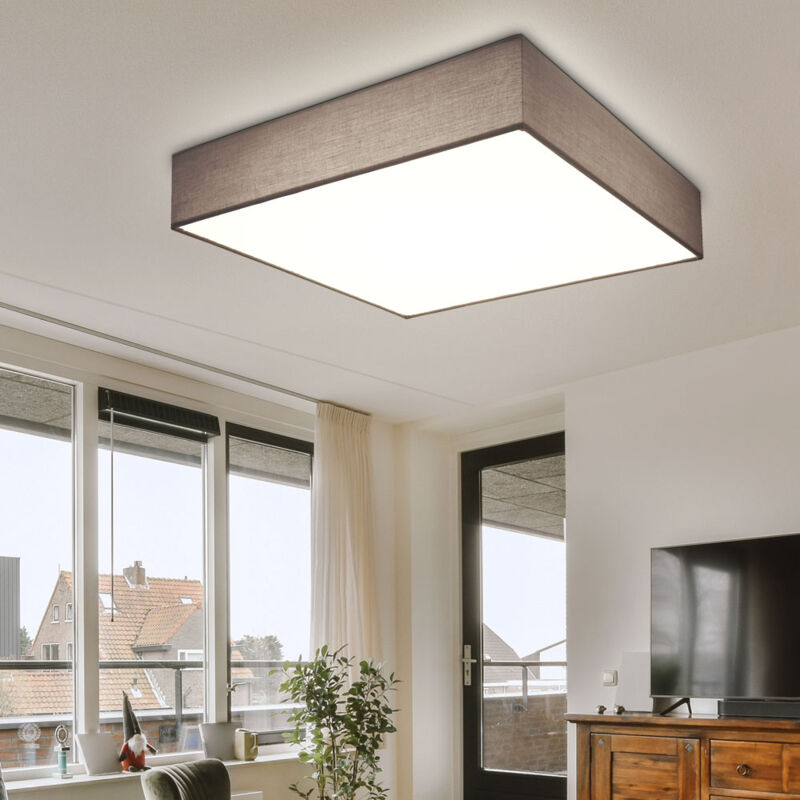 Plafonnier plafonnier bureau salon led carré, métal plastique, led 40W 1375lm 3000-6000K, LxPxH 50x50x13 cm