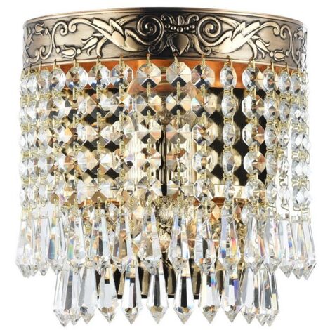 Plafonnier plafonnier lampe cristal lampe de salon lumière métal doré E27