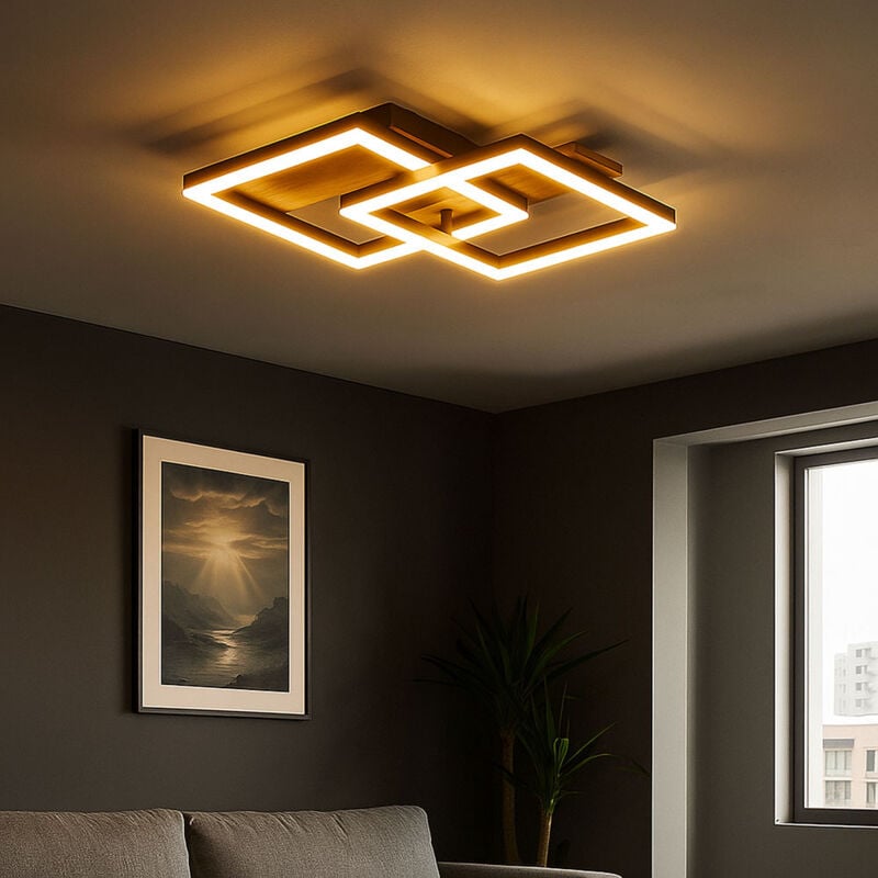 Plafonnier plafonnier lampe de salon aspect bois design noir led l 44 cm