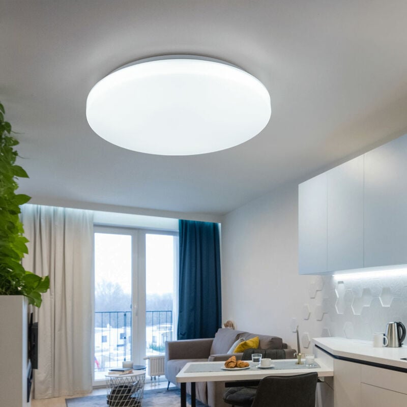 V-tac - Plafonnier plafonnier lampe de salon lampe de salle à manger lumière de couloir, fer blanc, lumière du jour, 1x led 20W 1500Lm blanc froid,