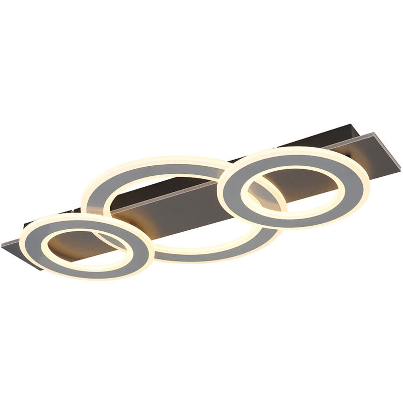 Plafonnier Lampe de plafond Salon Salle à manger gris anthracite LED, métal acrylique, 1x LED 50W 2300Lm 3000K, LxlxH 73x35x7 cm