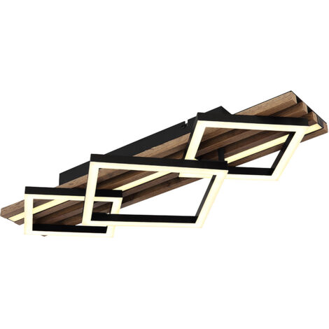 Plafonnier plafonnier lampe en bois lampe de chambre LED 3 niveaux L 61 cm