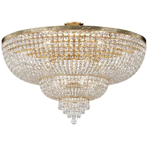 Plafonnier plafonnier lampe en cristal lampe de salon métal doré E27
