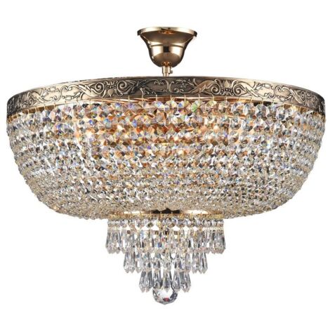 Plafonnier plafonnier lampe en cristal lampe de salon métal doré E27