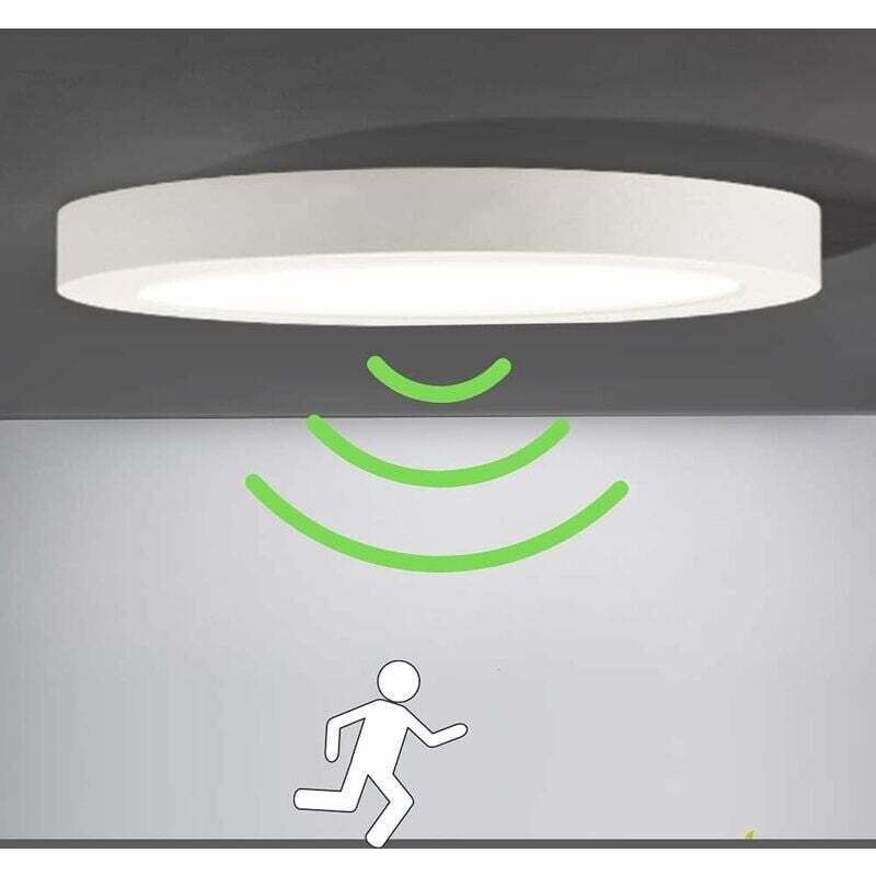 Plafonnier Plafonnier led avec Détecteur de Mouvement Lampe de Lumière Automatique pour Extérieur Balcon Garage Entrée Couloir Luminaire rond Facile