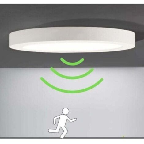 Plafonnier Plafonnier LED avec Détecteur de Mouvement Lampe de Lumière Automatique pour Extérieur Balcon Garage Entrée Couloir Luminaire rond Facile à Installer Lampe de Plafond 6000K Blanc Froid, 12